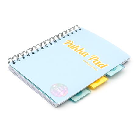 Spirálfüzet, A5, vonalas, 100 lap, PUKKA PAD "Pastel project book", vegyes szín